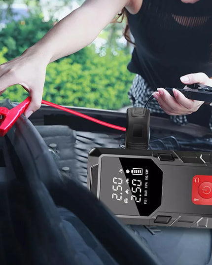 Automobilinis užvedimo įrenginys powerbank išmanus oro kompresorius žibintuvėlis