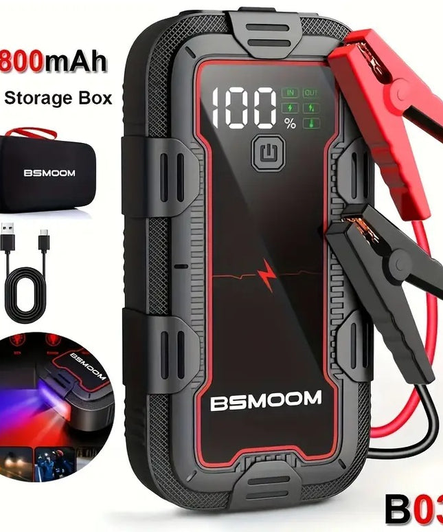 Automobilio užvedėjas 12V 6000A su LCD ekranu ir LED žibintuvėliu | Power Bank 26800mAh su greitu įkrovimu, tinka visiems benzininiams ir iki 10.0L dyzeliniams varikliams