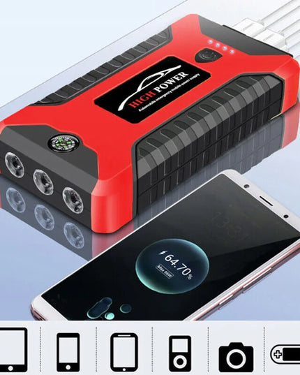 Automobilio išorinis akumuliatorius jump starter 12v su skystųjų kristalų ekranu 99800mah