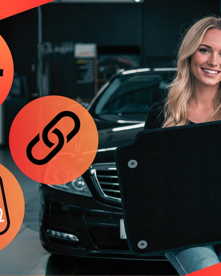 Automobilio kilimėliai veliūriniai Motohobby LUX su juodu nubuku ir fiksatoriais, komplektas 4 vnt