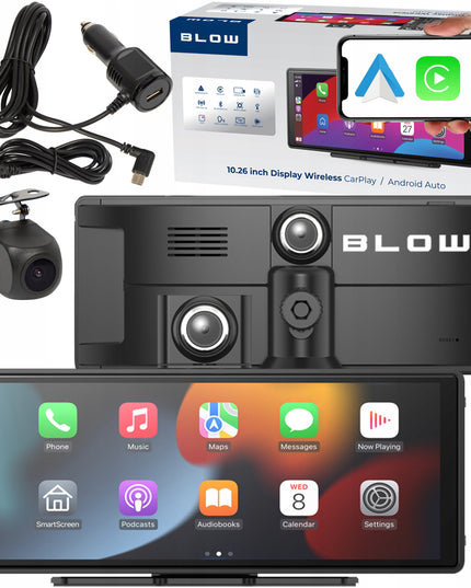 Automobilio multimedijos stotis 10.26" su Android Auto, Apple CarPlay, DVR vaizdo registratoriumi ir galinio vaizdo kamera Blow CarPlay5.0