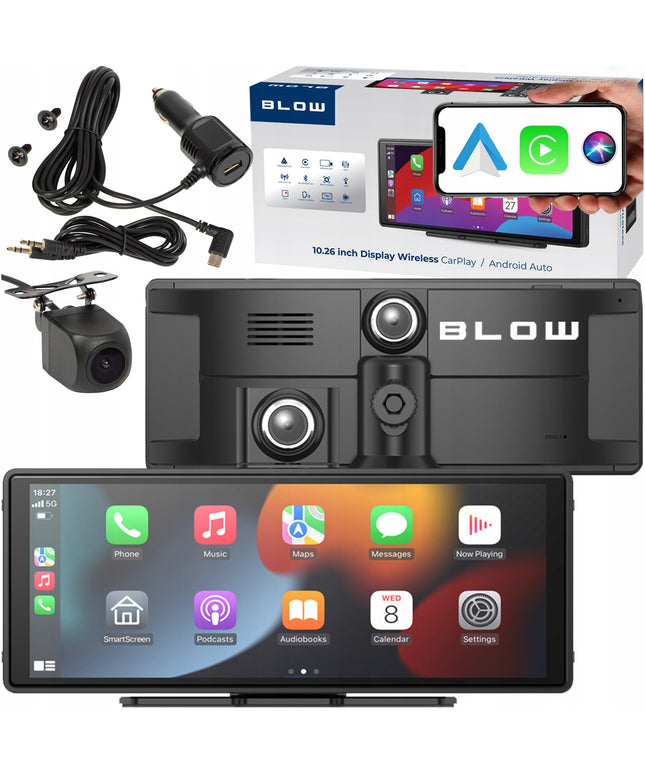 Automobilio multimedijos stotis 10.26" su Android Auto, Apple CarPlay, DVR vaizdo registratoriumi ir galinio vaizdo kamera Blow CarPlay5.0