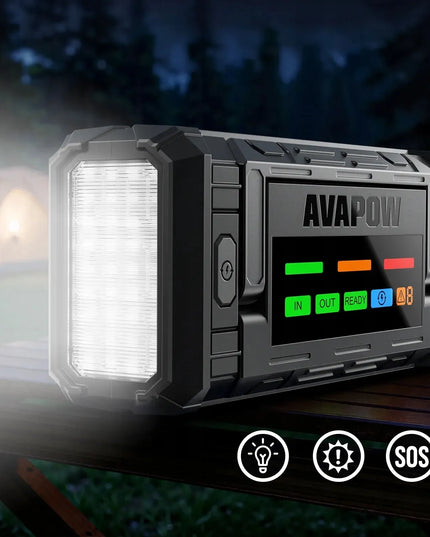 Automobilio paleidiklis (Jump starter) 12V 10000A 24000 mAh 88.8Wh Powerbank USB-C PD 65W AVAPOW TJ68
