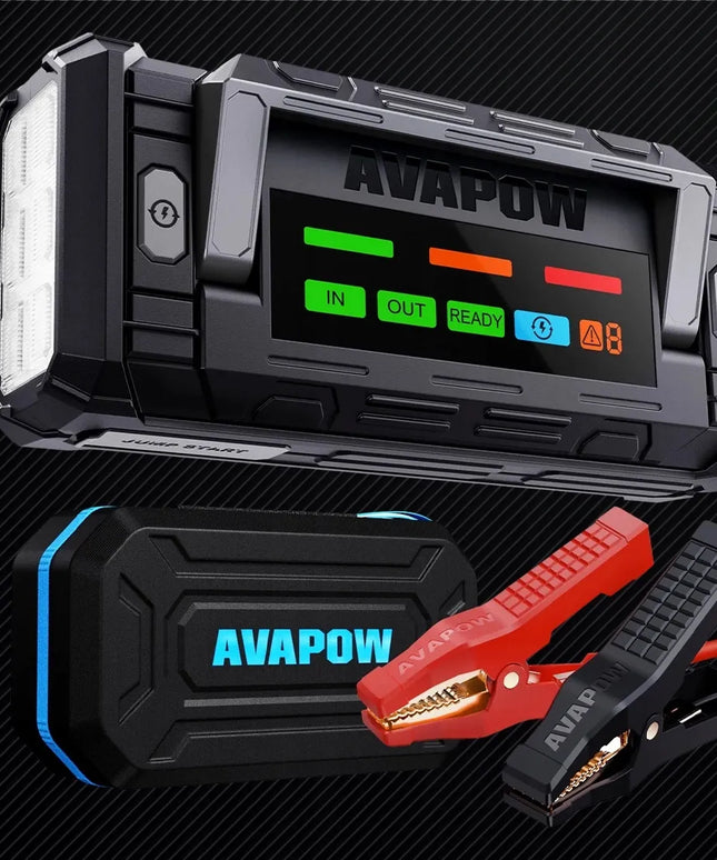 Automobilio paleidiklis (Jump starter) 12V 10000A 24000 mAh 88.8Wh Powerbank USB-C PD 65W AVAPOW TJ68