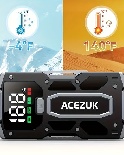 Automobilio Užvedėjas – Galingas Šuolių Starteris 7000A 12V Akumuliatoriaus Pakrovėjas iki 8.0L Benzino arba 7.0L Dyzelio Su LED Žibintuvėliu ir LCD Ekranu