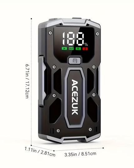 Automobilio Užvedėjas – Galingas Šuolių Starteris 7000A 12V Akumuliatoriaus Pakrovėjas iki 8.0L Benzino arba 7.0L Dyzelio Su LED Žibintuvėliu ir LCD Ekranu