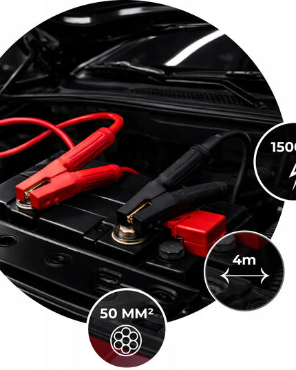 Automobilio užvedimo laidai 1500 A, 4 m, 50 mm, su maišeliu