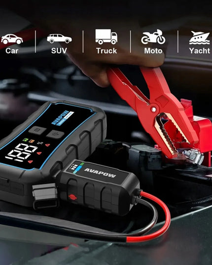 AVAPOW E5 PRO automobilinis paleidiklis, 12000 mAh, 2000A, 44.4Wh maitinimo bankas