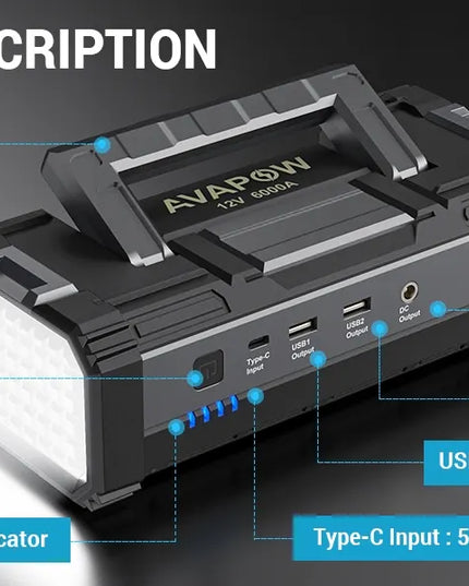 AVAPOW T8 MAX profesionalus užvedimo įrenginys 6000A