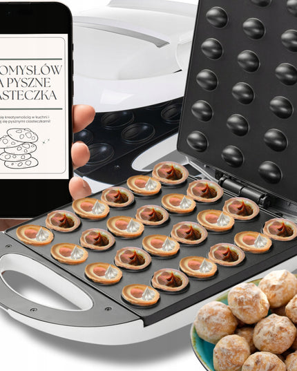 Avenido AV3090 oriešinių sausainių keptuvė 1600W – 24 puselės vienu metu, nelimpanti danga, greitas kepimas 2 min.