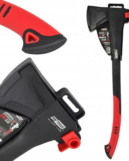 AWTOOLS skaldymo kirvis su pleištu 1800g BLACK LINE AW33034BL tvirtas