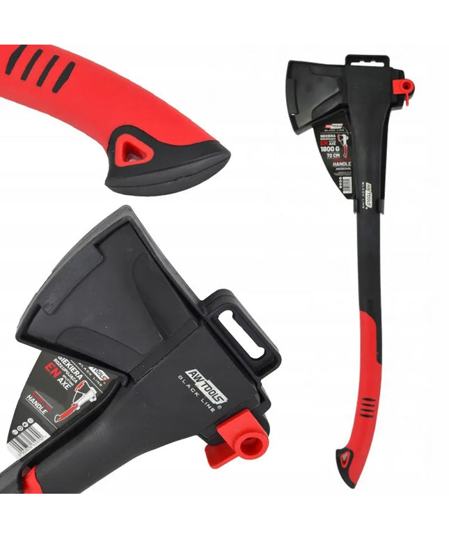AWTOOLS skaldymo kirvis su pleištu 1800g BLACK LINE AW33034BL tvirtas