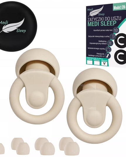 Ausų kištukai miegui Medi Sleep, dydis XS / S / M / L, smėlio spalvos