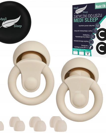 Ausų kištukai miegui Medi Sleep, dydis XS / S / M / L, smėlio spalvos