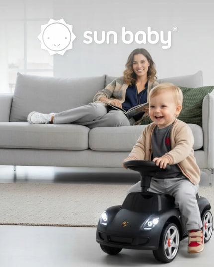 Vaikiškas paspiriamas automobilis Sun Baby Porsche Carrera GT, juodas