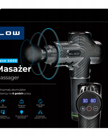 Masažinis pistoletas nugarai, kūnui, pėdoms. Masuoklis. MASSAGE GUN PRO su 10 antgalių