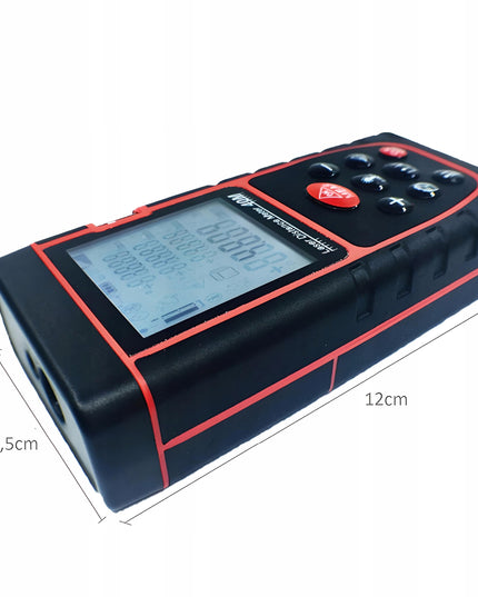 Lazerinis atstumo matuoklis skaitmeninis kampainis (inclinometras) matuoklis, gulsčiukas, atmintis 40m