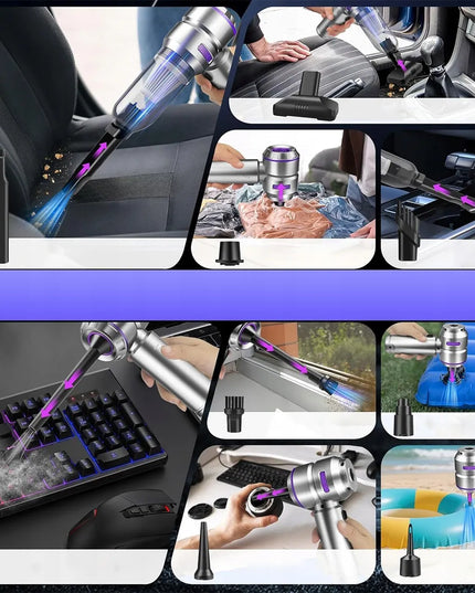 Belaidis rankinis dulkių siurblys automobiliui, 16 000 Pa, USB, 6000 mAh