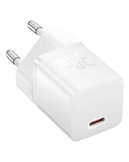 BASEUS Sieninis įkroviklis GaN 30W USB-C MINI KOMPAKTINIS telefonams ir planšetiniams kompiuteriams