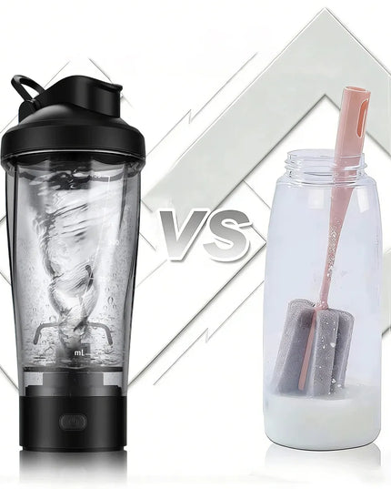 Elektrinis baltymų kokteilių plaktuvas 450 ml, nešiojamas, juodas