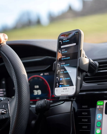 Spacecase automobilinis telefono laikiklis su belaidžiu įkrovikliu į ventiliacijos groteles