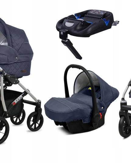 BabyLux Qbaro 4-in-1 vaikiškas vežimėlis: lopšys, sportinė dalis, kėdutė ir ISOFIX pagrindas