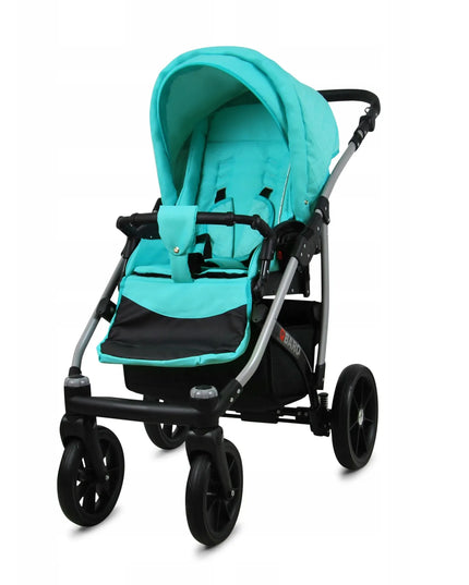 "BabyLux Qbaro" vaikiškas vežimėlis 3 viename: lopšys, sportinė dalis ir automobilinė kėdutė