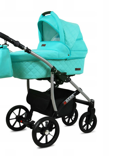 "BabyLux Qbaro" vaikiškas vežimėlis 3 viename: lopšys, sportinė dalis ir automobilinė kėdutė