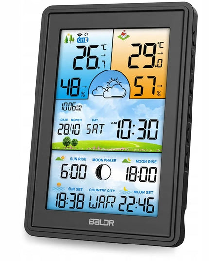 Baldr BD-906 meteorologinė stotelė su ekranu, juoda