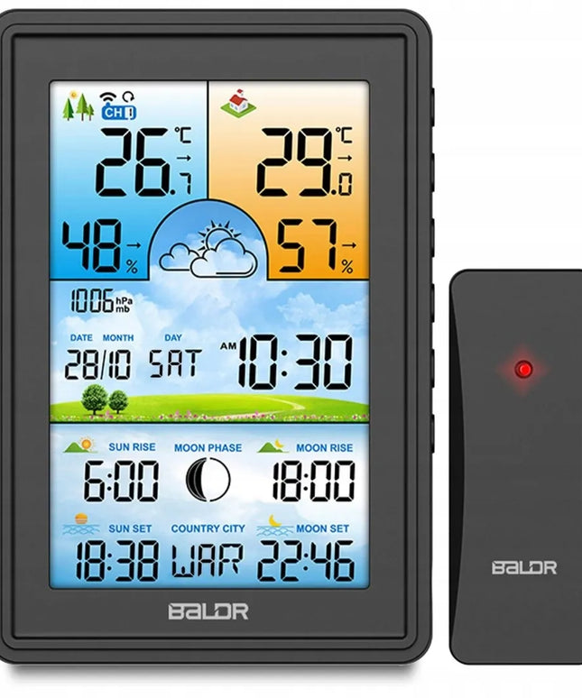 Baldr BD-906 meteorologinė stotelė su ekranu, juoda