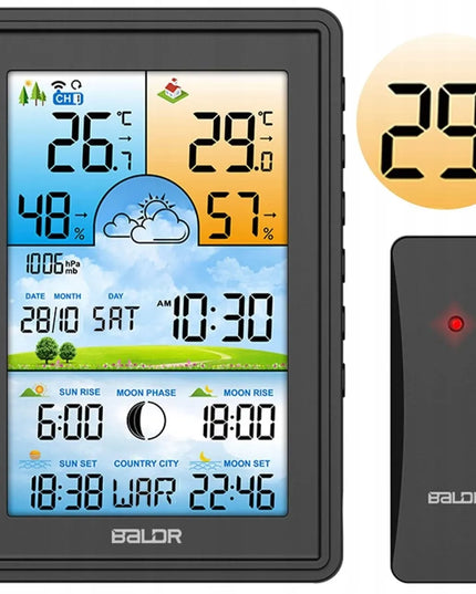 Baldr BD-906 meteorologinė stotelė su ekranu, juoda
