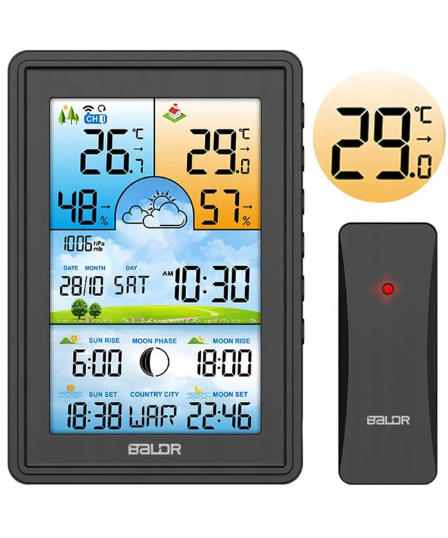 Baldr BD-906 meteorologinė stotelė su ekranu, juoda
