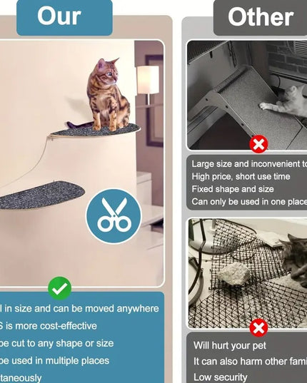 Baldų apsauga nuo kačių nagų – apkarpoma lipni medžiaga sofoms, durims ir lentynoms, pilka 40x200 cm