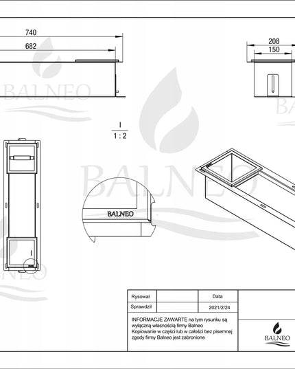 BALNEO WALL-BOX PAPER 2 Inox – sieninis tualetinio popieriaus laikiklis su dėtuve, PB-IN2