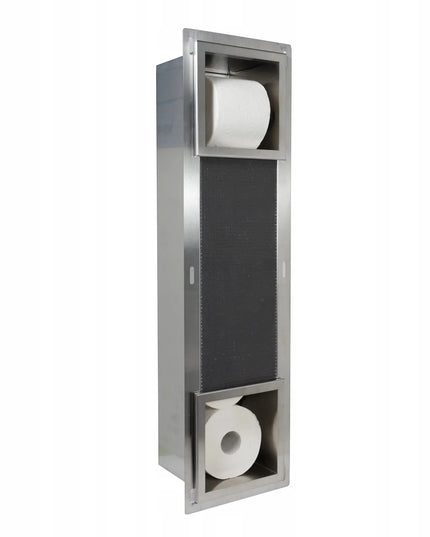 BALNEO WALL-BOX PAPER 2 Inox – sieninis tualetinio popieriaus laikiklis su dėtuve, PB-IN2