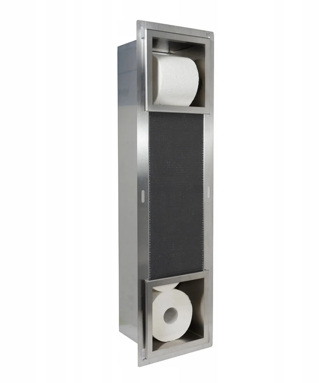 BALNEO WALL-BOX PAPER 2 Inox – sieninis tualetinio popieriaus laikiklis su dėtuve, PB-IN2