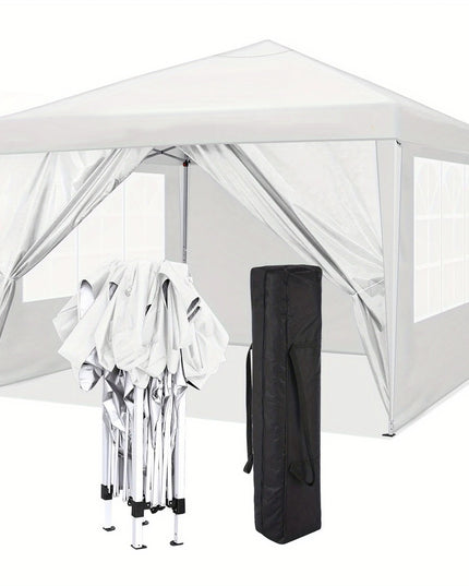 Balta prekybinė paviljono palapinė 3x3 m su sienelėmis – greitai pastatoma ir universali pavėsinė šventėms, renginiams ar prekybai