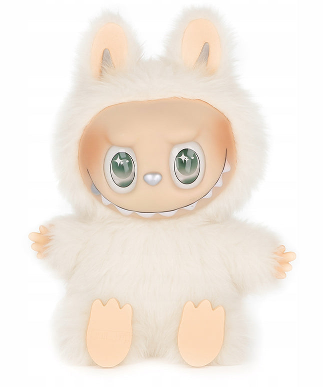 Didelis baltas pliušinis žaislas Labubu 40 cm – kolekcinė pliušinė lėlė su ausimis ir šypsena