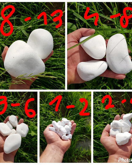 Balti Thassos upės akmenukai 3-6 cm, spindintys akmenys, 5 kg