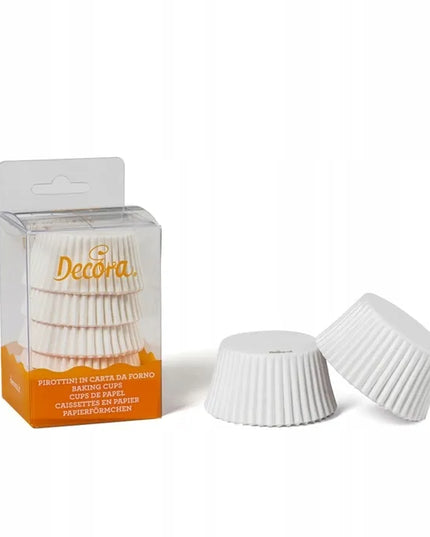 Baltos popierinės keksiukų formelės Decora 50x32 mm – 75 vnt.