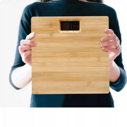 Bambusinės elektroninės vonios svarstyklės LCD iki 180 kg, modernios ir stabilios
