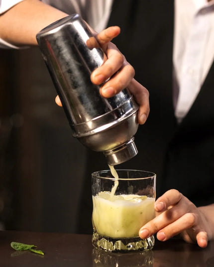 Barmanski rinkinys kokteiliams 6 dalių, plieninis, su plaktuvu, matuokliu, šaukštu ir grūstuvu