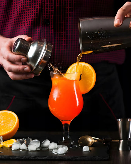 Barmanski rinkinys kokteiliams 6 dalių, plieninis, su plaktuvu, matuokliu, šaukštu ir grūstuvu