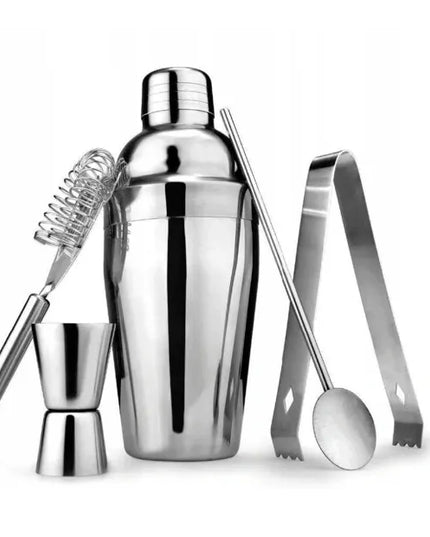 Barmeno rinkinys 5 dalių – „Cobbler“ plaktuvas 750 ml, sidabrinis