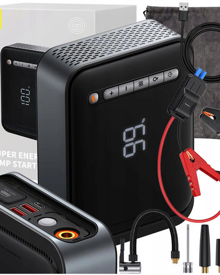 Baseus automobilinis užvediklis (jump starter) 1000 A, 8000 mAh, kompresorius, powerbank, LED žibintuvėlis