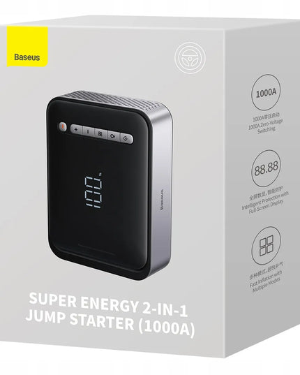 Baseus automobilinis užvediklis (jump starter) 1000 A, 8000 mAh, kompresorius, powerbank, LED žibintuvėlis