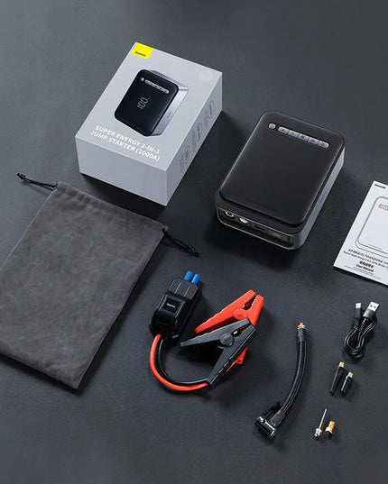 Baseus automobilinis užvediklis (jump starter) 1000 A, 8000 mAh, kompresorius, powerbank, LED žibintuvėlis