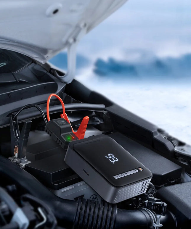 Baseus automobilinis užvediklis (jump starter) 1000 A, 8000 mAh, kompresorius, powerbank, LED žibintuvėlis