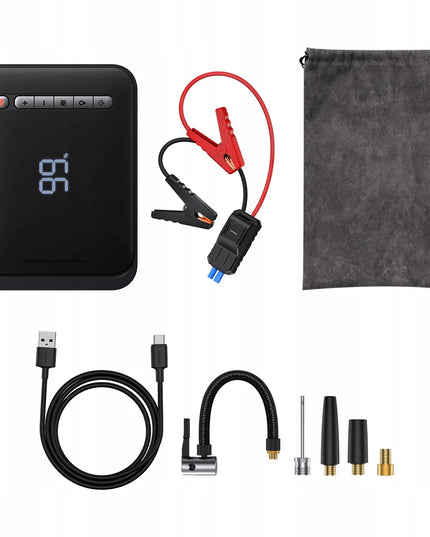 Baseus automobilinis užvediklis (jump starter) 1000 A, 8000 mAh, kompresorius, powerbank, LED žibintuvėlis