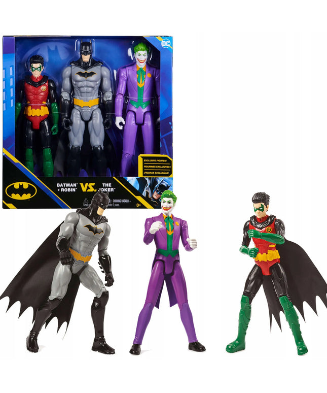 BATMAN 3 viename DC Comics didelių figūrėlių rinkinys: Batman, Robin ir Joker, 30 cm